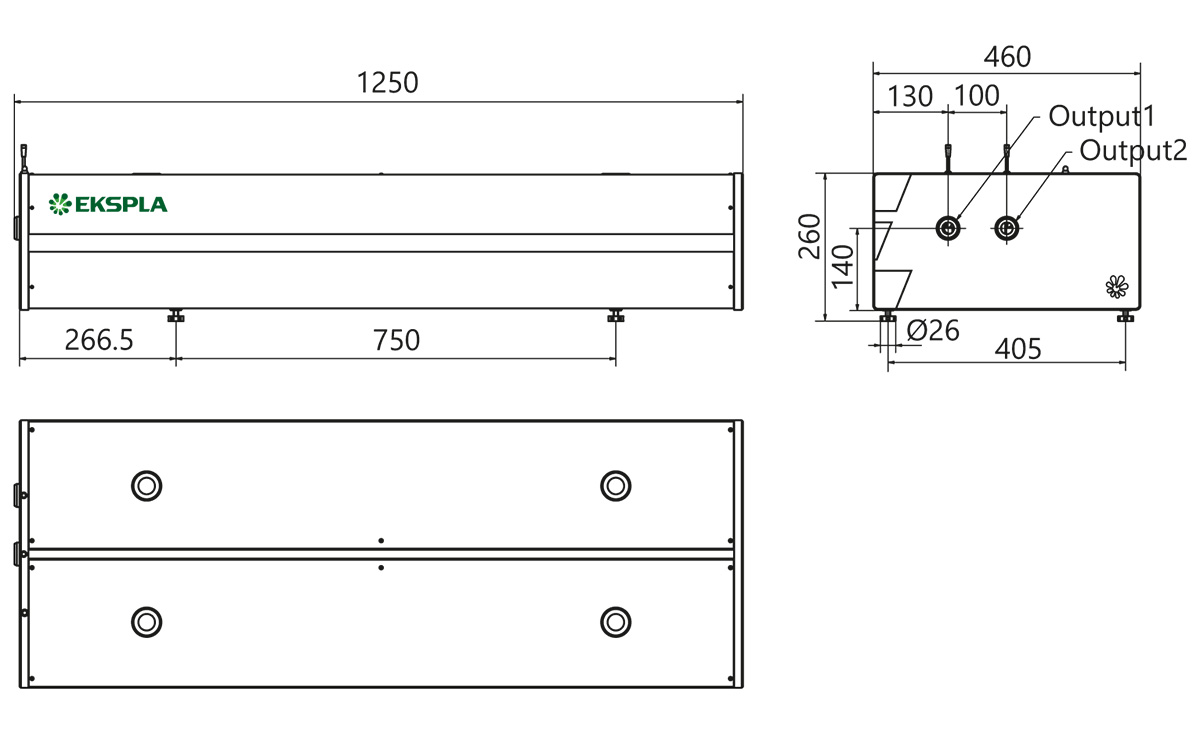 ANL3k10 or ANL5k10 laser head outline drawing (actual dimensions might vary)