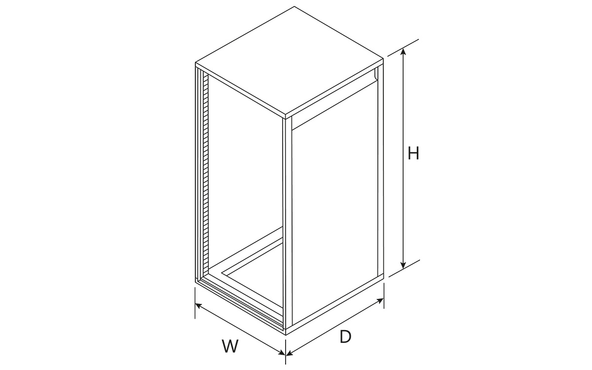 Typical power supply rack dimensions (MR rack used depends on the laser model)