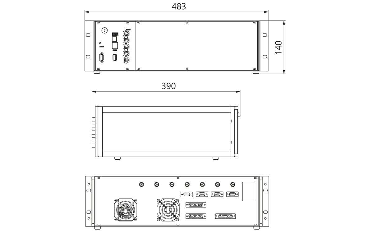 Outline drawing of PhotoSonus X power supply unit