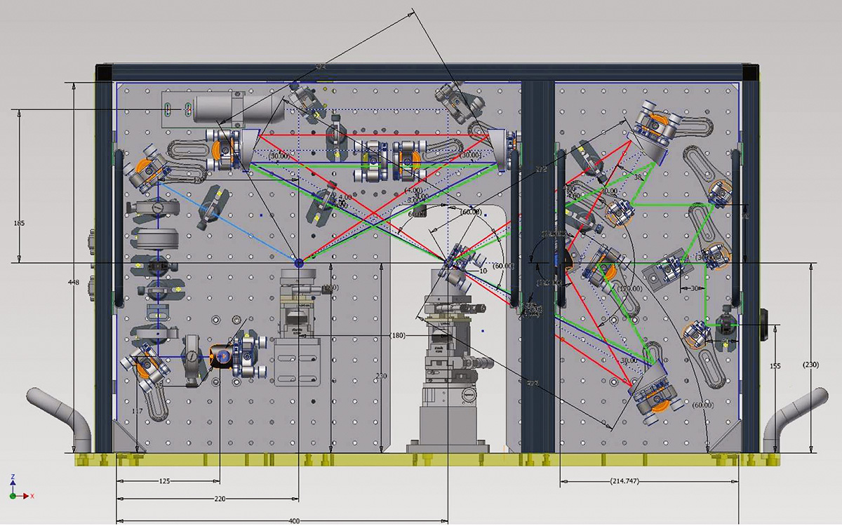 3D drawing of Phase-sensitive SFG spectrometer spectroscopy module