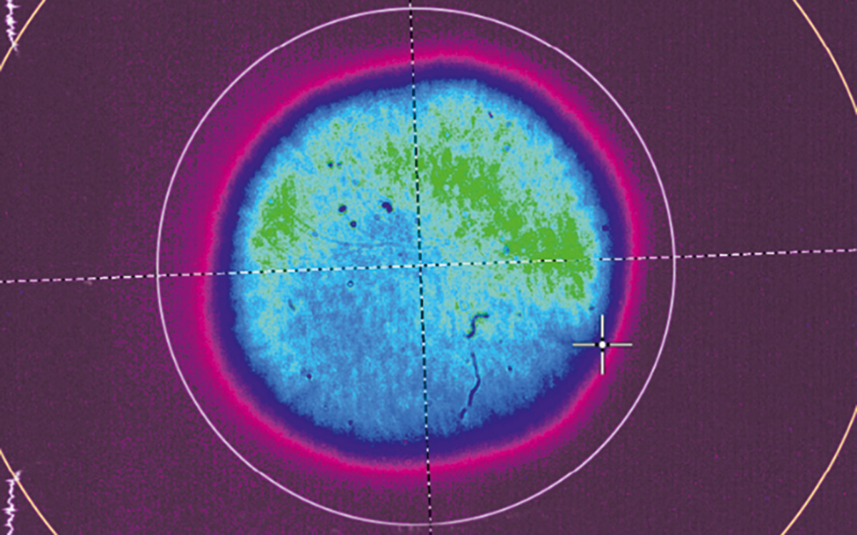 Typical beam profile of high M2 version of ANL MM laser system at 532 nm (imaged from SH crystal)